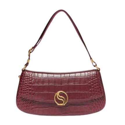 STELLA MCCARTNEY S-WAVE CROC-EFFECT EMBOSSED SHOULDER BAG