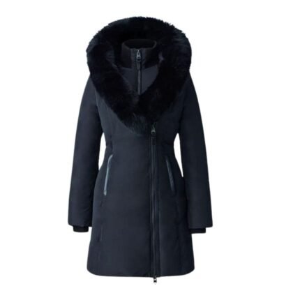 MACKAGE KAY DOWN COAT WITH BLUE FOX FUR SIGNATURE MACKAGE COLLAR