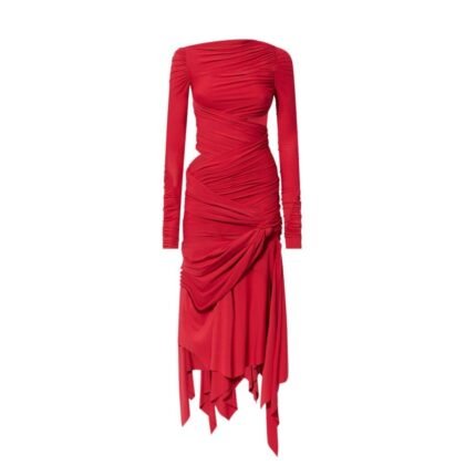 THE ATTICO VIBRANT RED MIDI DRESS