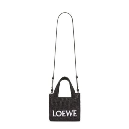 LOEWE FONT TOTE MINI BAG IN RAFFIA