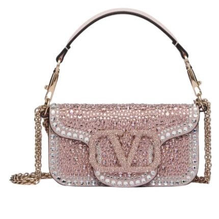 VALENTINO GARAVANI SMALL LOCO SHOULDER BAG WITH RHINESTONES
