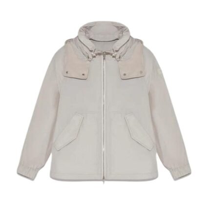 YVES SALOMON SHORT TECHNICAL FABRIC AND LEATHER PARKA