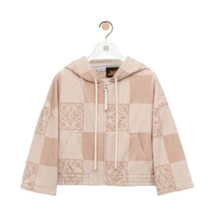 LOEWE CROPPED HOODIE IN JACQUARD COTTON TERRY