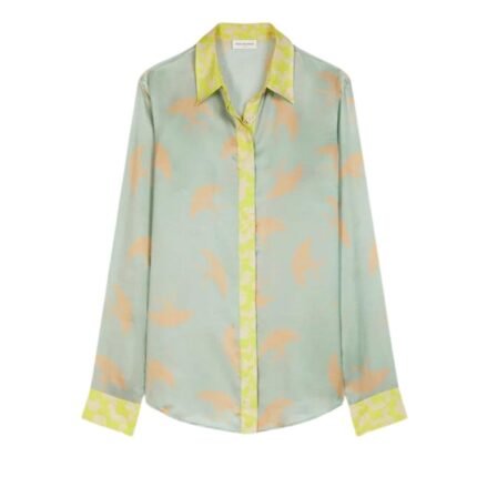 DRIES VAN NOTEN PRINTED SILK SHIRT MINT