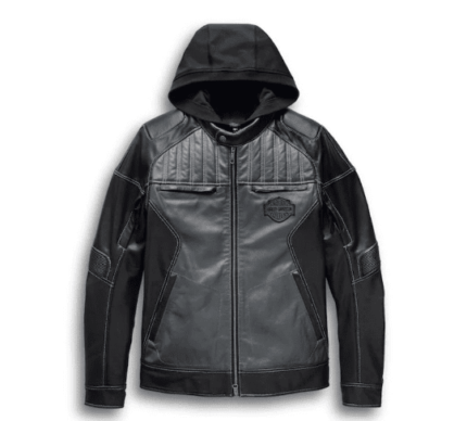 HARLEY DAVIDSON MEN’S REVERSION BLACK 3 IN 1 BIKER MOTORCYCLE GENUINE LEATHER JACKET