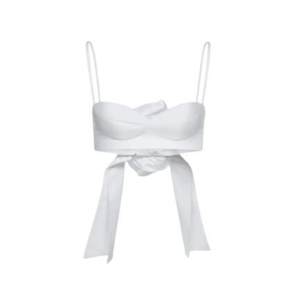 MAGDA BUTRYM ROSE SWEETHEART BRA TOP IN WHITE