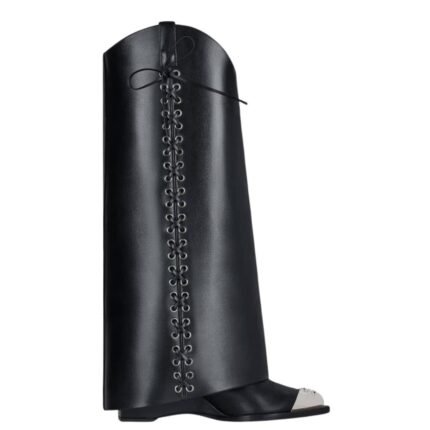 GIVENCHY SHARK LOCK COWBOY ANKLE BOOTS IN CORSET STYLE LEATHER