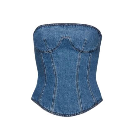 MAGDA BUTRYM STRAPLESS STITCH CORSET IN BLUE