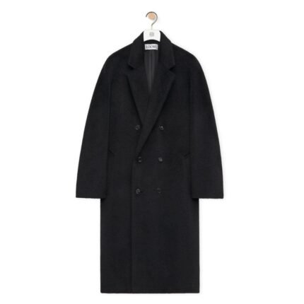 LOEWE DOUBLE BREASTED COAT IN LAMA AND WOOL