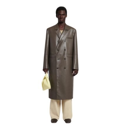 NANUSHKA SVERRE REGENERATED LEATHER COAT BROWN