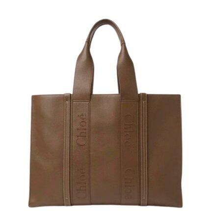 CHLOE LARGE WOODY TOTE BAG DARK NUT