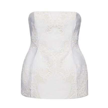 MAGDA BUTRYM STRAPLESS HOURGLASS CORSET IN WHITE LACE