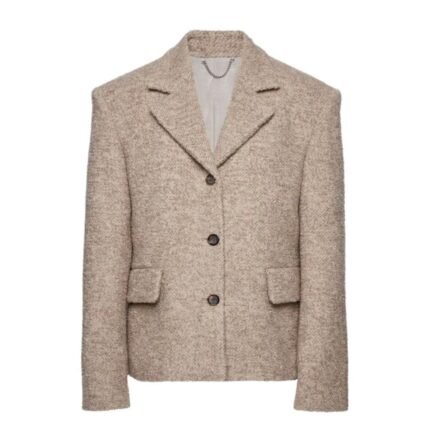 MAGDA BUTRYM SINGLE BREASTED SHORT ALPACA COAT IN BEIGE