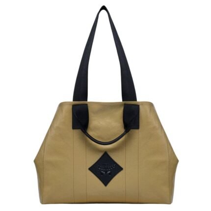 MCM X-LARGE REVERSIBLE DIAMOND TOTE IN CANVAS LEATHER MIX BEIGE