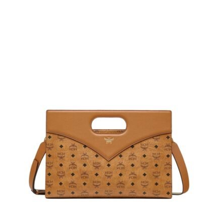 MCM DIAMOND TOTE IN VISETOS LEATHER MIX COGNAC