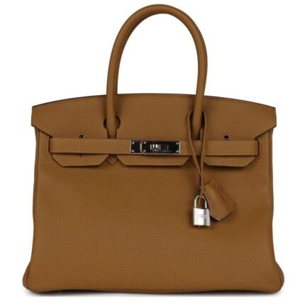 PRE-OWNED HERMÈS BIRKIN 30 BRONZE D'OR VERSO TOGO PALLADIUM HARDWARE