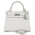 HERMÈS KELLY RETOURNE 28 GRIS PALE TOGO PALLADIUM HARDWARE