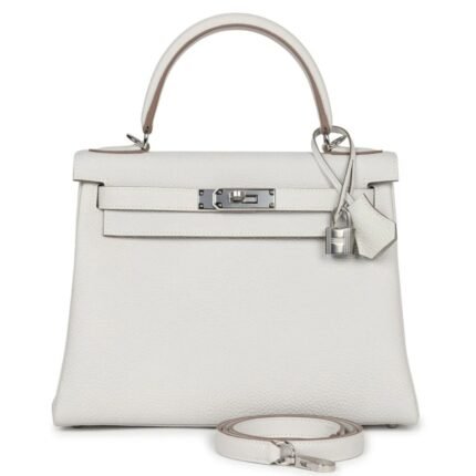 HERMÈS KELLY RETOURNE 28 GRIS PALE TOGO PALLADIUM HARDWARE