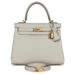 HERMÈS KELLY RETOURNE 25 GRIS PERLE SWIFT GOLD HARDWARE