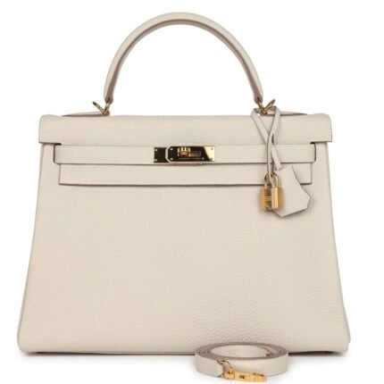 PRE-OWNED HERMÈS KELLY RETOURNE 32 CRAIE TOGO GOLD HARDWARE