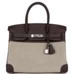 HERMÈS BIRKIN 30 BIVOUAC FICELLE CANVAS AND MOKA SWIFT PALLADIUM HARDWARE