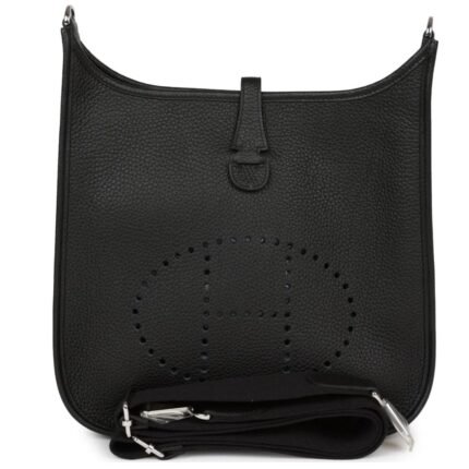 HERMÈS EVELYNE PM BLACK CLEMENCE PALLADIUM HARDWARE