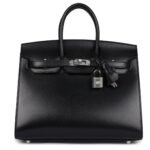 HERMÈS BIRKIN SELLIER 25 BLACK BOX PALLADIUM HARDWARE