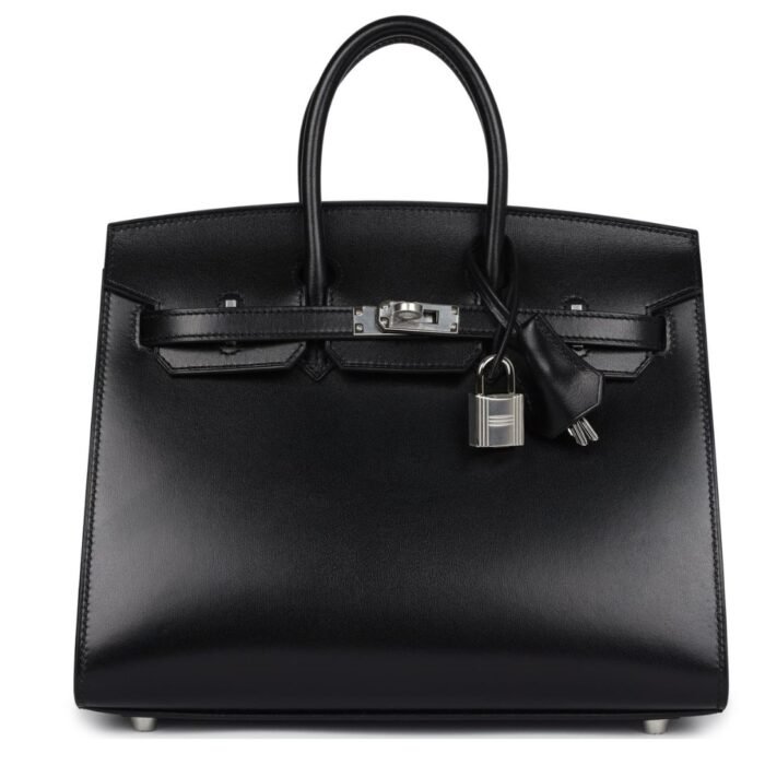HERMÈS BIRKIN SELLIER 25 BLACK BOX PALLADIUM HARDWARE