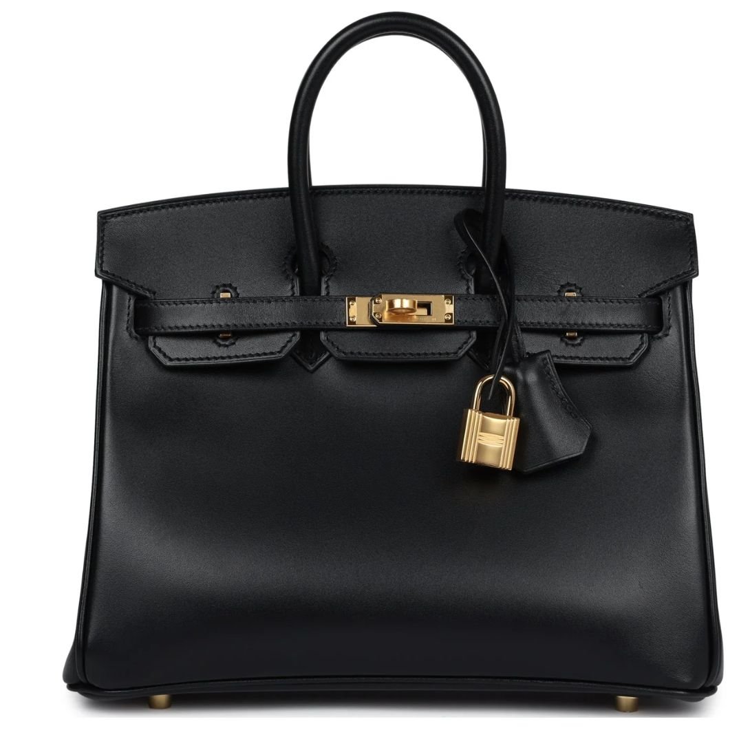 1 HERMÈS BIRKIN 25 BLACK BOX GOLD HARDWARE