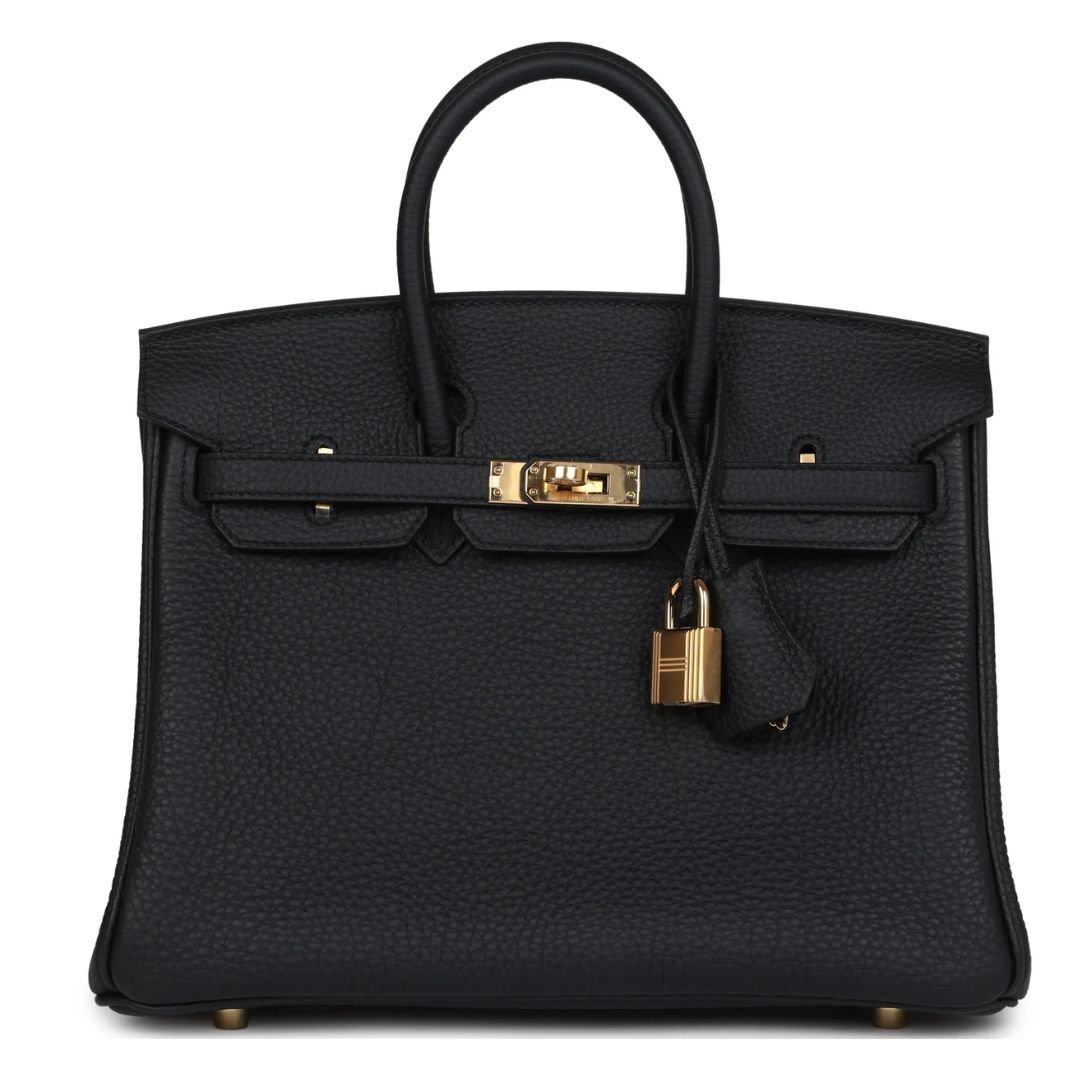 1 HERMÈS BIRKIN 25 BLACK TOGO GOLD HARDWARE