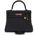 HERMÈS KELLY RETOURNE 28 BLACK TOGO GOLD HARDWARE