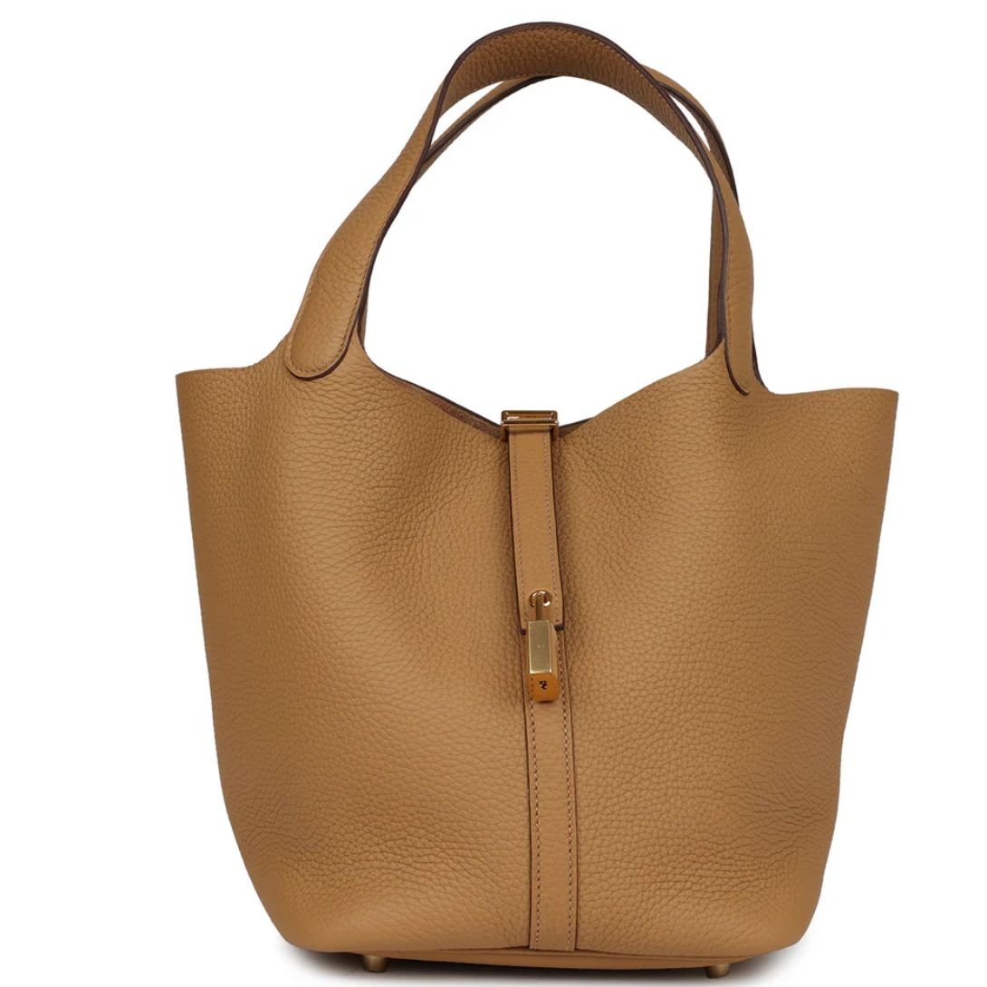 1 HERMÈS PICOTIN LOCK 22 BISCUIT CLEMENCE GOLD HARDWARE