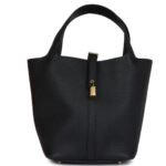 HERMÈS PICOTIN LOCK 22 BLACK CLEMENCE GOLD HARDWARE