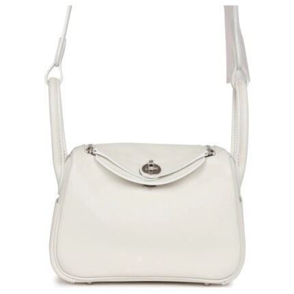HERMÈS MINI LINDY WHITE SWIFT PALLADIUM HARDWARE