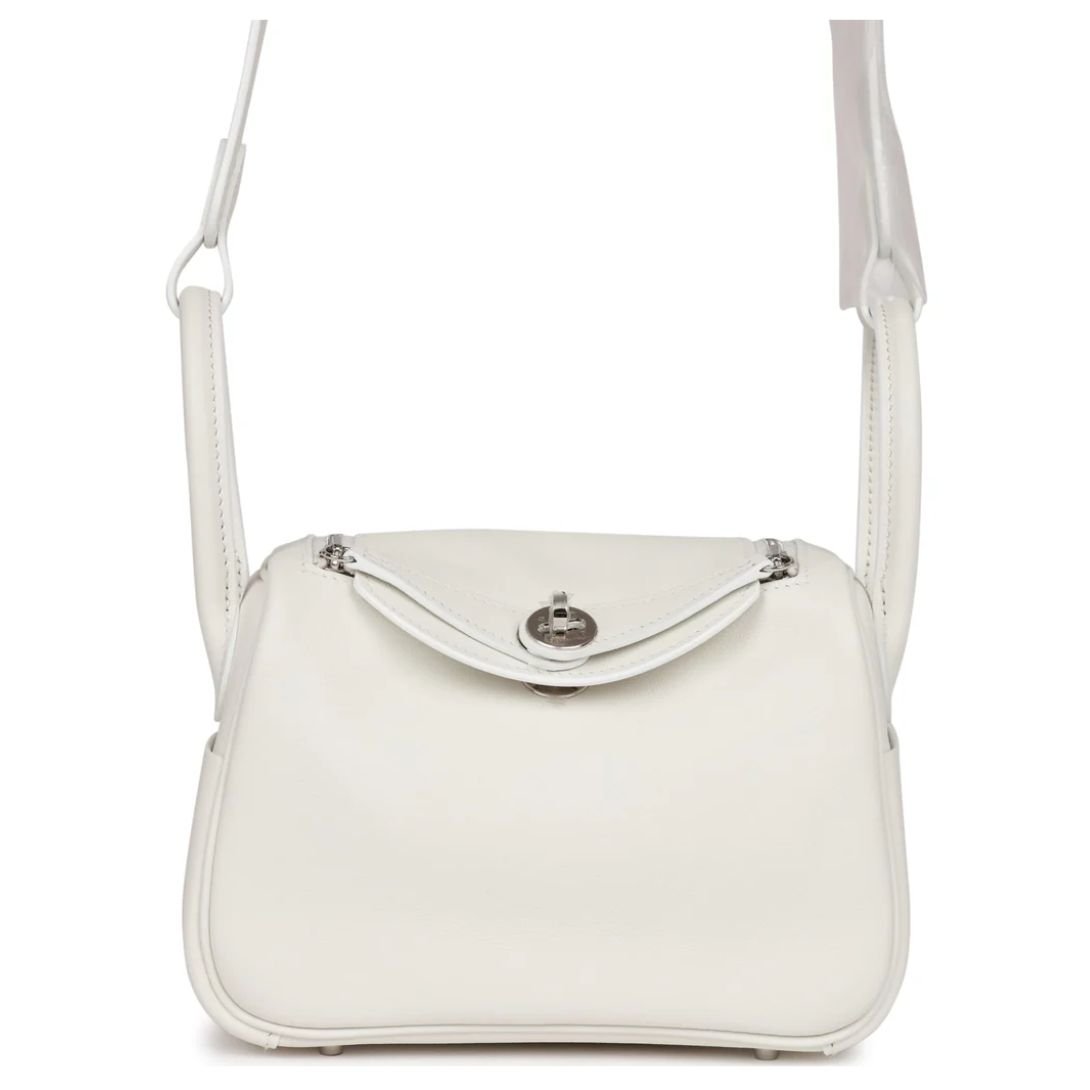 1 HERMÈS MINI LINDY WHITE SWIFT PALLADIUM HARDWARE