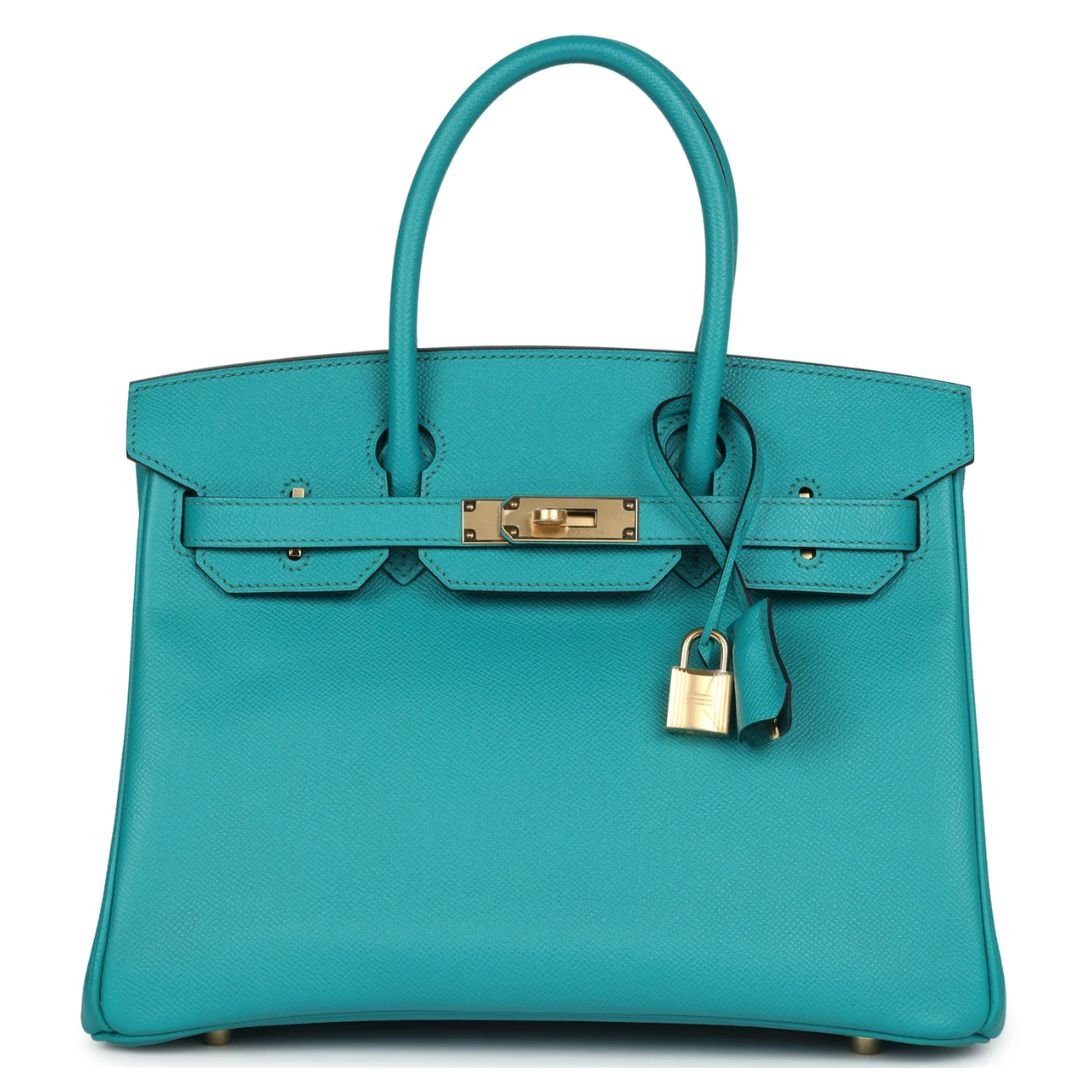 1 PRE-OWNED HERMÈS BIRKIN 30 BLEU PAON EPSOM GOLD HARDWARE