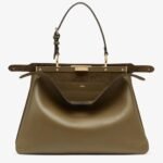 FENDI PEEKABOO SOFT LARGE GREEN LEATHER BAG
