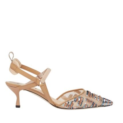 FENDI COLIBRÌ LITE MULTICOLOR SEQUINNED MEDIUM-HEELED SLINGBACKS