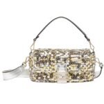 FENDI BAGUETTE HAND-EMBROIDERED BAG WITH SEQUINS AND 3D PEARLS
