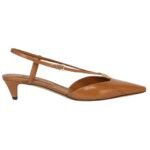 FENDI FFOLD LEATHER LOW HEELED SLINGBACKS