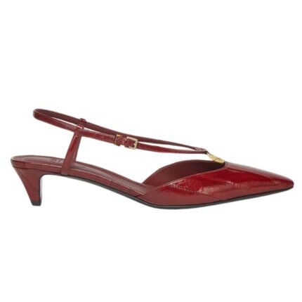 FENDI FFOLD LEATHER LOW HEELED SLINGBACKS