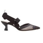 FENDI COLIBRÌ LEATHER AND MESH SLINGBACKS WITH MEDIUM HEEL