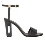 FENDI DELFINA FF NAPPA LEATHER HIGH HEELED SANDALS