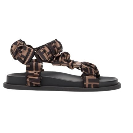 FENDI FEEL BROWN SATIN SANDALS
