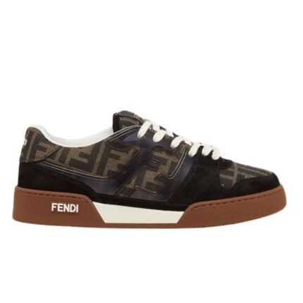 FENDI FEEL BROWN FF FABRIC SLIDES