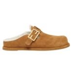 FENDI FEEL SUEDE AND SHEEPSKIN SABOTS