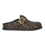 FENDI FEEL BROWN FABRIC SABOTS