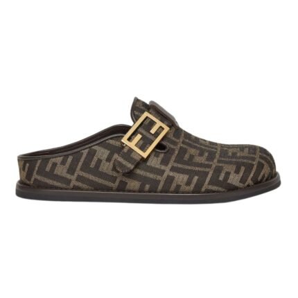 FENDI FEEL BROWN FABRIC SABOTS
