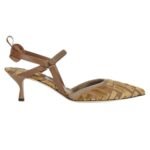FENDI COLIBRÌ LITE FF JACQUARD VELVET MEDIUM-HEELED SLINGBACKS