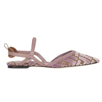 FENDI COLIBRÌ LITE MAUVE PINK FF JACQUARD VELVET FLATS